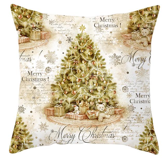 New Christmas Golden Snowflake Peach Leather Velvet Pillowcase Home Sofa Pillow Cushion Cover