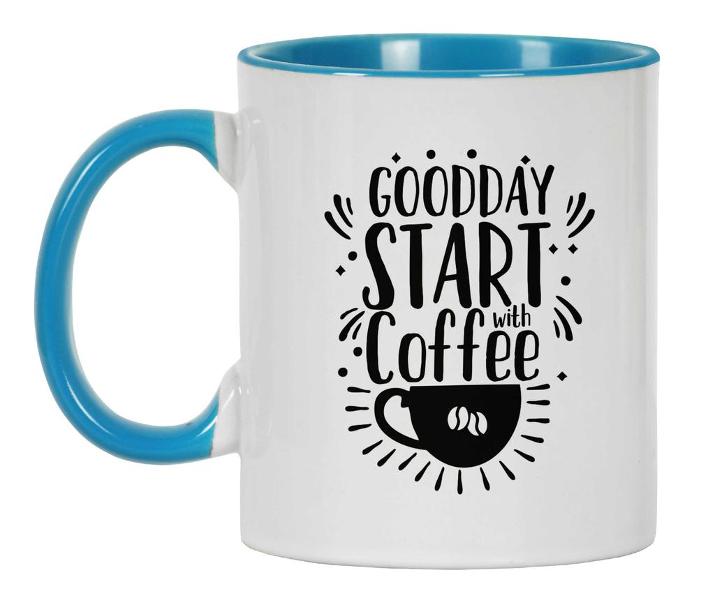 Inkdotpot Goodday Start With Coffee 11 Oz Ceramic Coffee Mugs Great For Co-worker Boss Gift For Coffee
