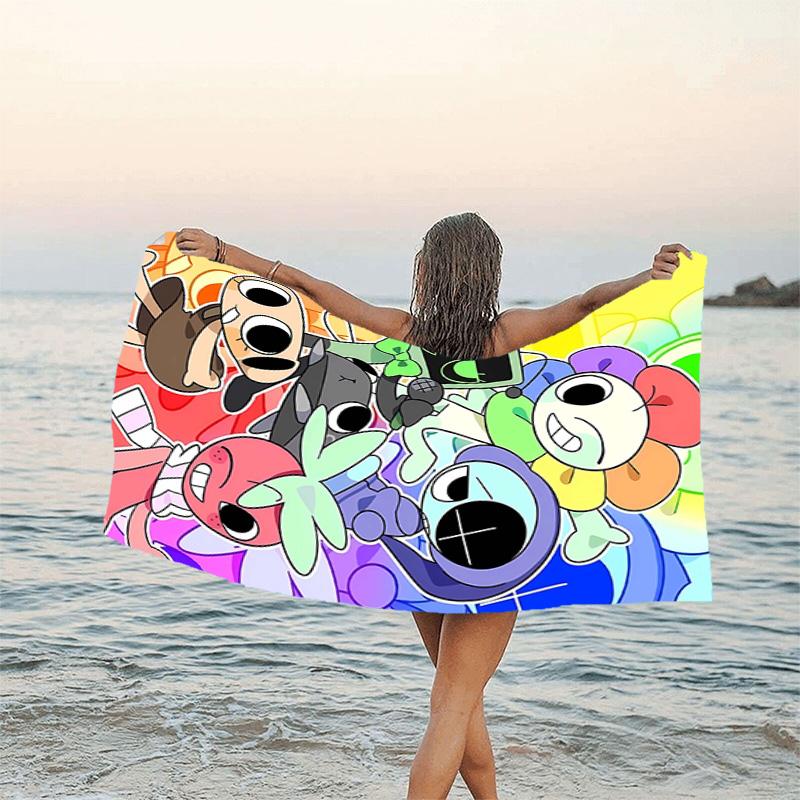 1pc SPRUNKI7 Beach Towel, Beach and Seaside Swimming Pool Equipment, Fashion Pattern, Rectangular, Travel Essentials