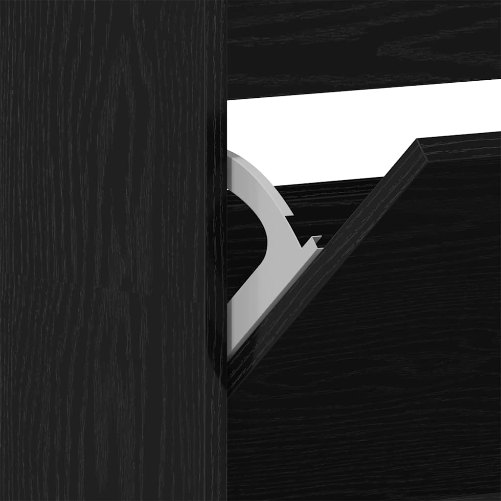 Shoe Cabinet with Shelf Black Oak Effect 80 X 21 X 163.5 Cm