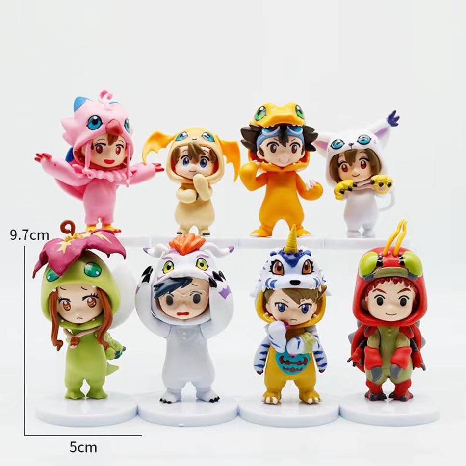 Bandai 8pcs/set 10cm Digimon Digital Monsters Cosplay PVC Action Figures Set Cute Collectible Model Toys for Kids