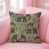 Elephant Art Design Cushion Cover Short Plush Soft DoubleSided Printing Pillow Case Cozy Sofa Bedroom Home Decor Gift