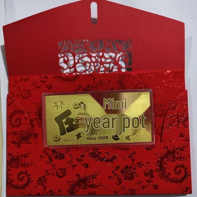 Shuibei 999 Pure Gold Note Red Envelope - Peace, Joy, Birthday, New Year Souvenir Gift