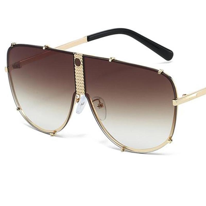

Fashion Sun Glasses Pilot Anti-UV Spectacles Frog Mirror Eyeglasses Oversize Frame Google Retro Unisex Alloy Sunglasses as picture коричневый