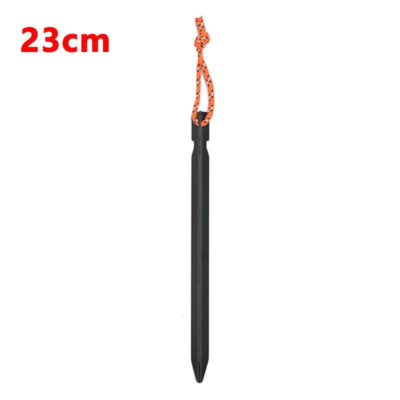 Outdoor 23cm Aluminum Alloy Tent Pegs with Rope - Reinforced Windproof, Ultra-Light Tri-Sided Stakes чёрный