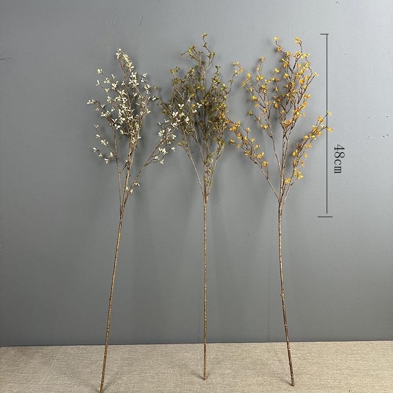 6pcs Simulation Plants Plastic 5-Forks Freesia Branch Hotel Decorative Artificial Winter Jasmine Green Plant Hall Decoration
