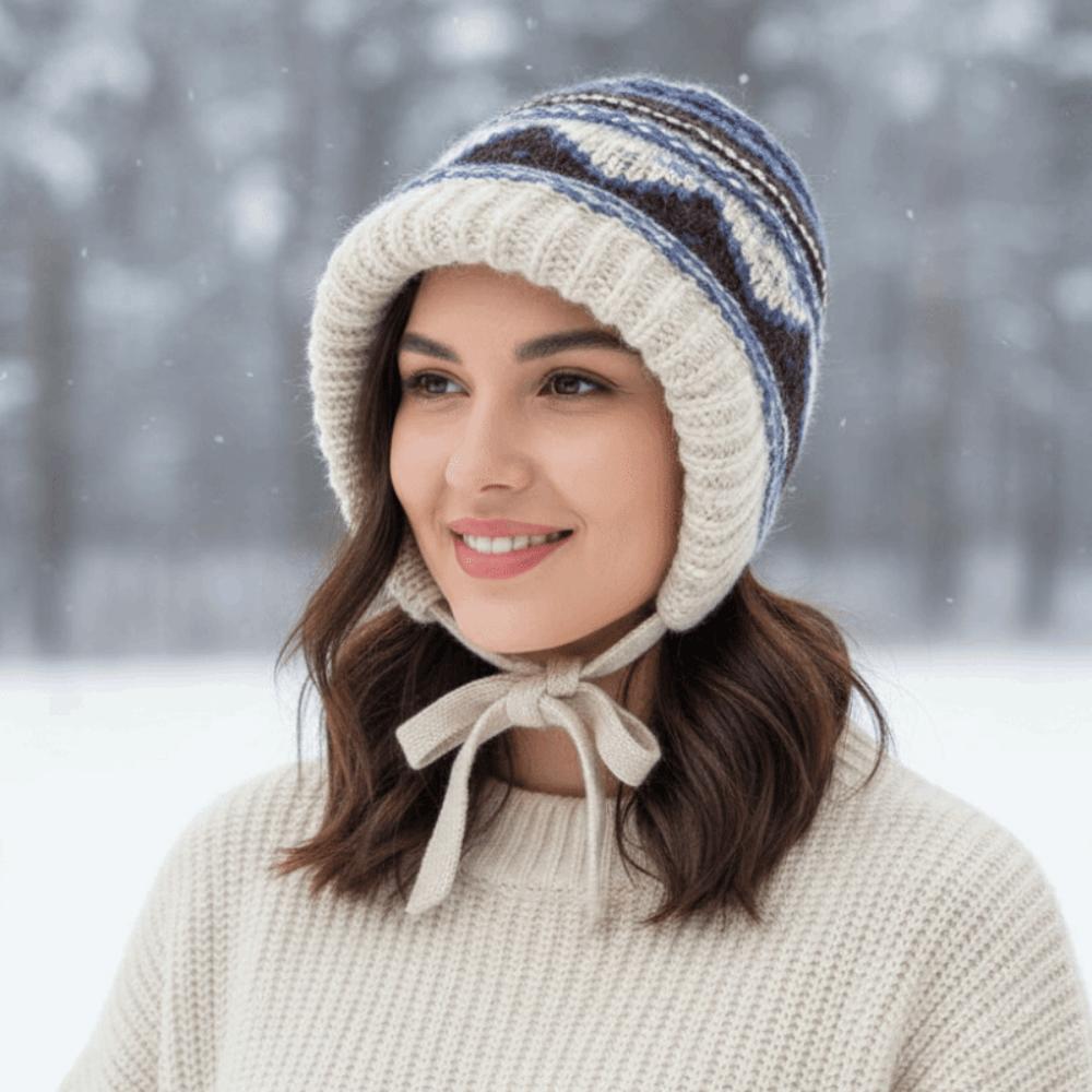 Thicken Knitted Plush Hat Ethnic Style Pullover Beanie Hat Skiing Warm Hat  Outdoor