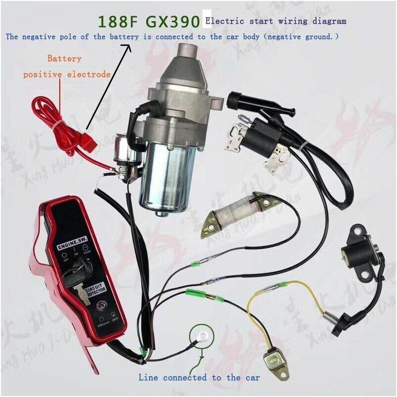 Electric Start Kit Flywheel Starter Motor Switch Ignition For Honda GX390 13HP Engines and Generators