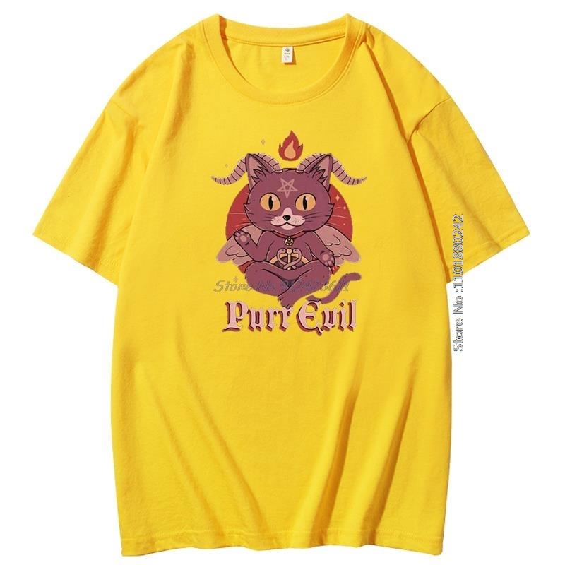 Baphomet Purr Evil Mens Print T Shirt Lucifer Occult Goat Fashion Graphic T Shirts Summer Cotton New Shirts And Tshirts