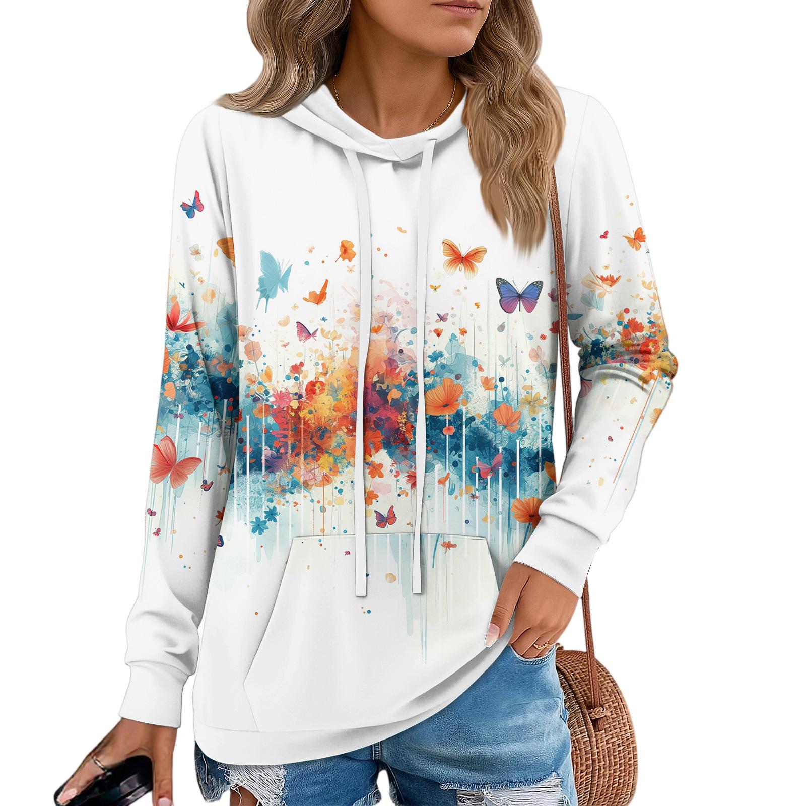 

Womens Pullover Hoodies Teen Girls Fashion Hooded Sweatshirt Womans Fall Tunic Top S