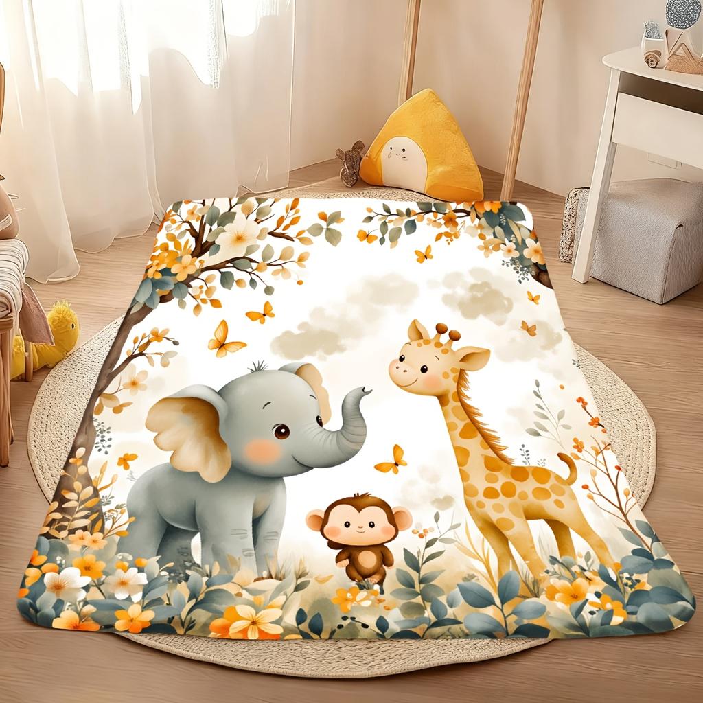 Olifant Aap Giraf Flanellen Deken, Veelzijdig Zacht Warm voor Bank Bed Auto Kantoor Kamperen, Cadeau-idee voor Elk Seizoen