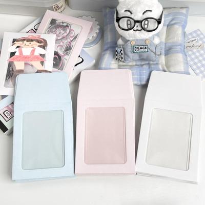 10 szt. Ins Cukierkowy Kolor Torebka na Karty z Przezroczystą Folią Kpop 3-calowa Koperta na Karty Fotograficzne DIY Pusta Okienkowa Karta Papier do Pakowania Kieszonka