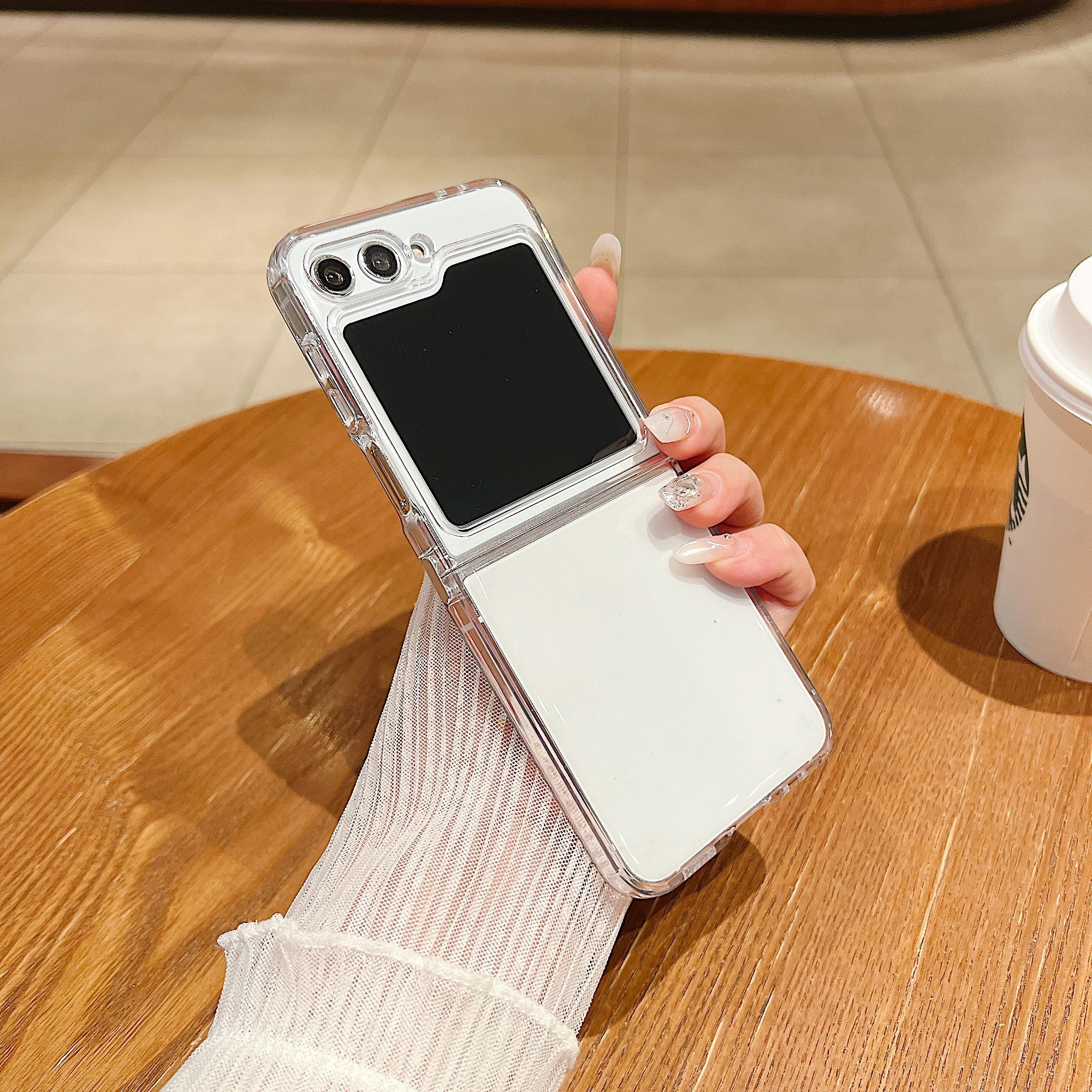 

2 шт. Простой мягкий силиконовый складной чехол для телефона Samsung Galaxy Z Flip7 Flip6 Flip5 Flip4 Flip3 противоударный прозрачный акриловый металлический ремешок чехол Samsung Z Flip7