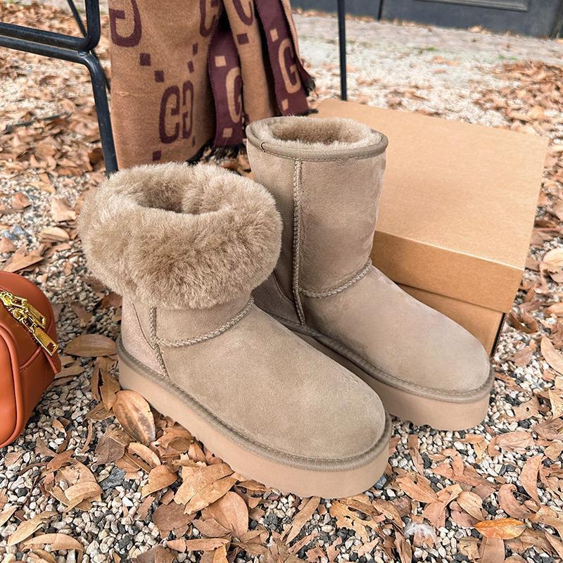 2025 autumn and winter thick-soled warm and heightened snow boots velvet winter cotton shoes 40
