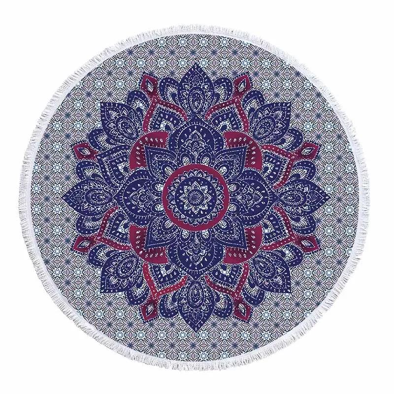 Telo Mare Rotondo Mandala con Frange Microfibra Assorbente Tappetino Copriletto Arazzo Coperta Asciugamano da Piscina da Bagno