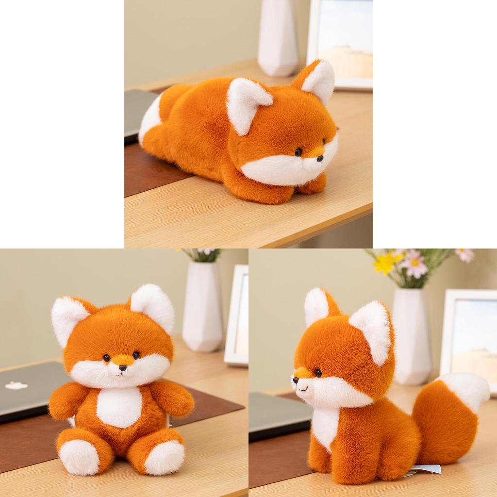 Cute Fox Plush Toy Desk Companion With Soft Pp Cotton For Office Decor And Gift
