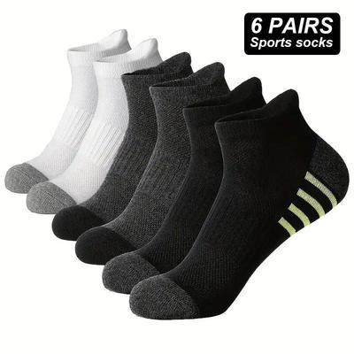 Nowe 6 par wysokiej jakości męskich skarpet sportowych Outdoor Leisure Czarno-białe Oddychające wygodne krótkie skarpetki męskie Plus rozmiar EU39-46