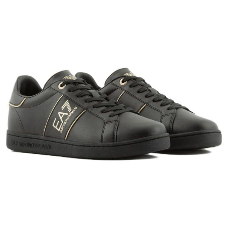 Emporio Armani EA7 Round Toe Lace-Up Low-Top Sneakers Unisex Sneakers Black X8X102XK346M701