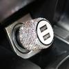 Dual USB Car Charger Bling Bling Handmade Rhinestones Crystal Decorations for Fast Charging Car Decors for IPhoneSamsung Amagi