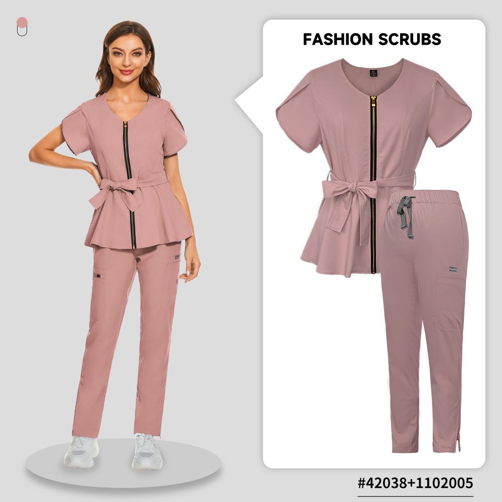 

Размер вилки, косметологические топы + брюки с v-образным вырезом, сплошной цвет, женская медицинская форма с короткими рукавами для спа, одежда для медсестры, рабочая одежда для врачей Xs розовый