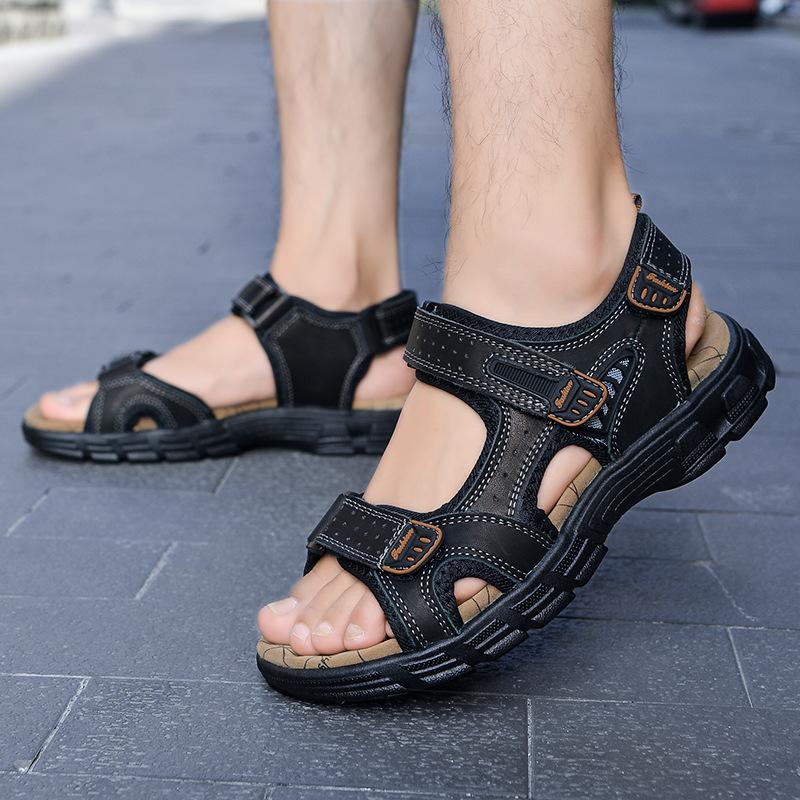 Sandal Plus-size Slippers Spring and Summer Men's Sandals Casual Sports Driving Shoes Top Layer Cowhide Beach Shoes