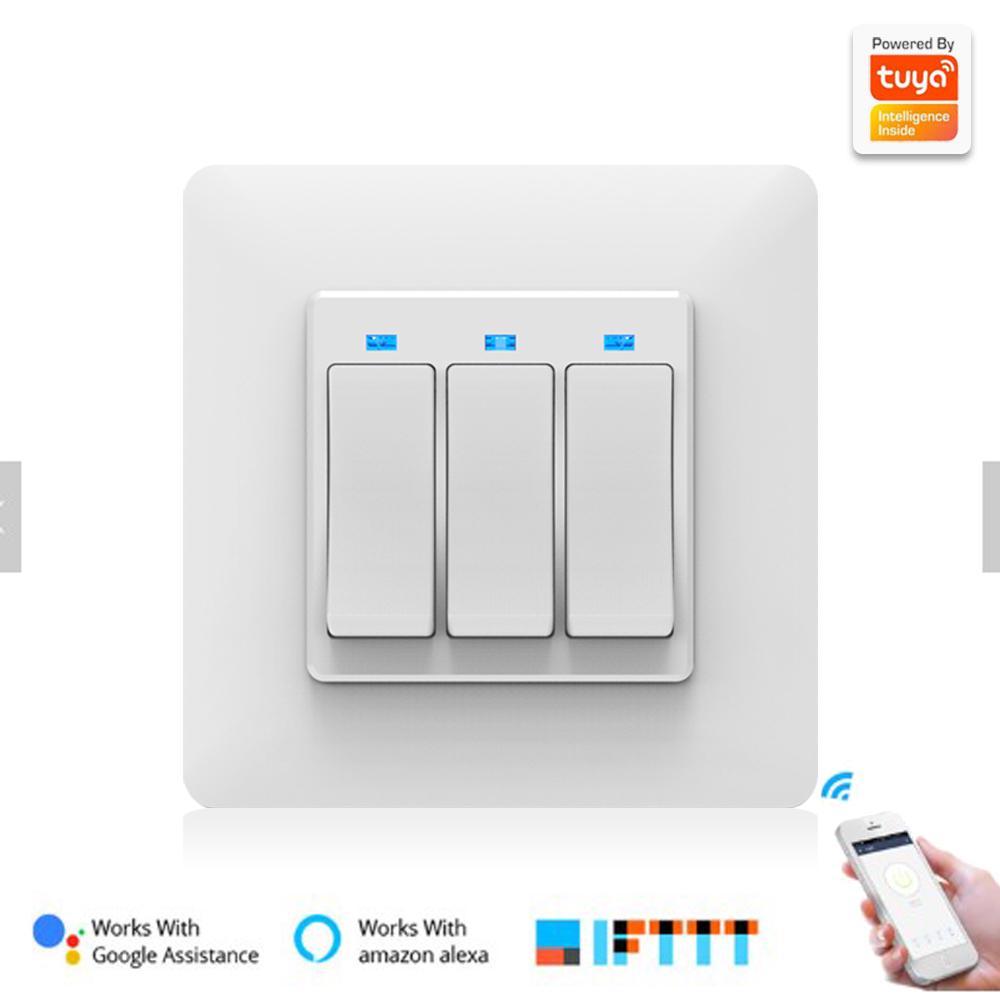 86 Type 3-Gang Smart Wireless Modern Wall Switch for Smart Life WiFi Zigbee DIY Tempered Glass Push Panel 10A Rated Current Easy