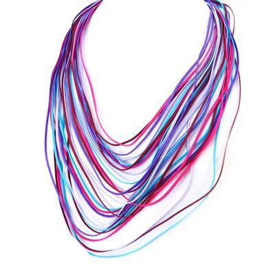 [R3236] - Purple 'Coloriage' Ethnic Necklace - 40 To 54 Cm