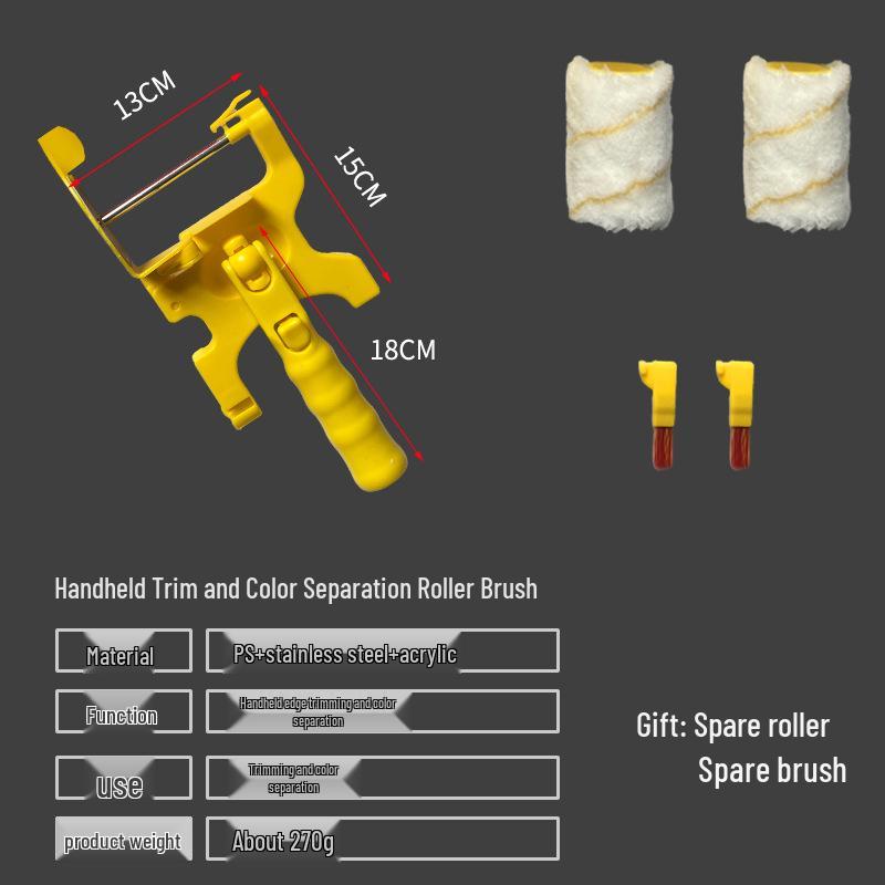 Interior Wall Corner Trim Roller Brush with Soft Bristles for Latex Paint Application