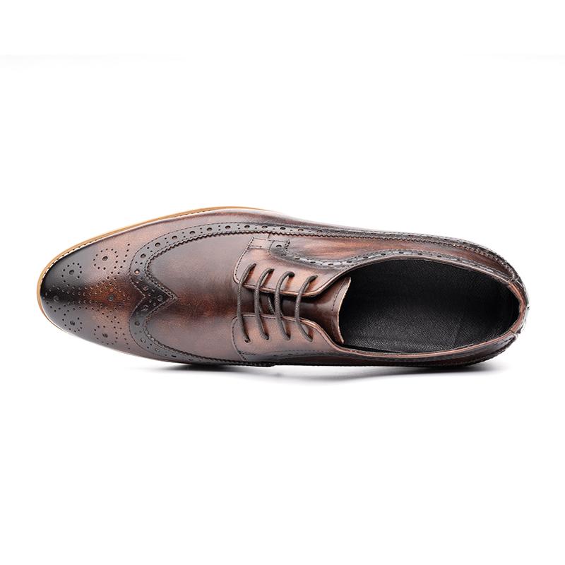 Fashion Classic Brogues Men Shoes Business Office Oxfords Casual Lace Up Fashion Men Suits Shoes Pure Leather Wingtip Retro Dress Shoes