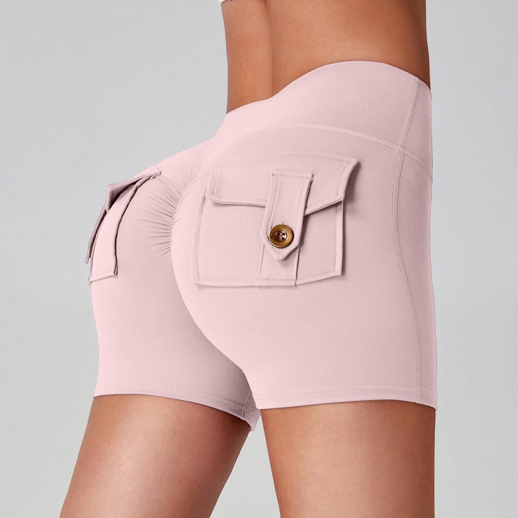 Women's Workwear Hip Lifter Yoga Shorts High Waist Pocket Sports Fitness Shorts