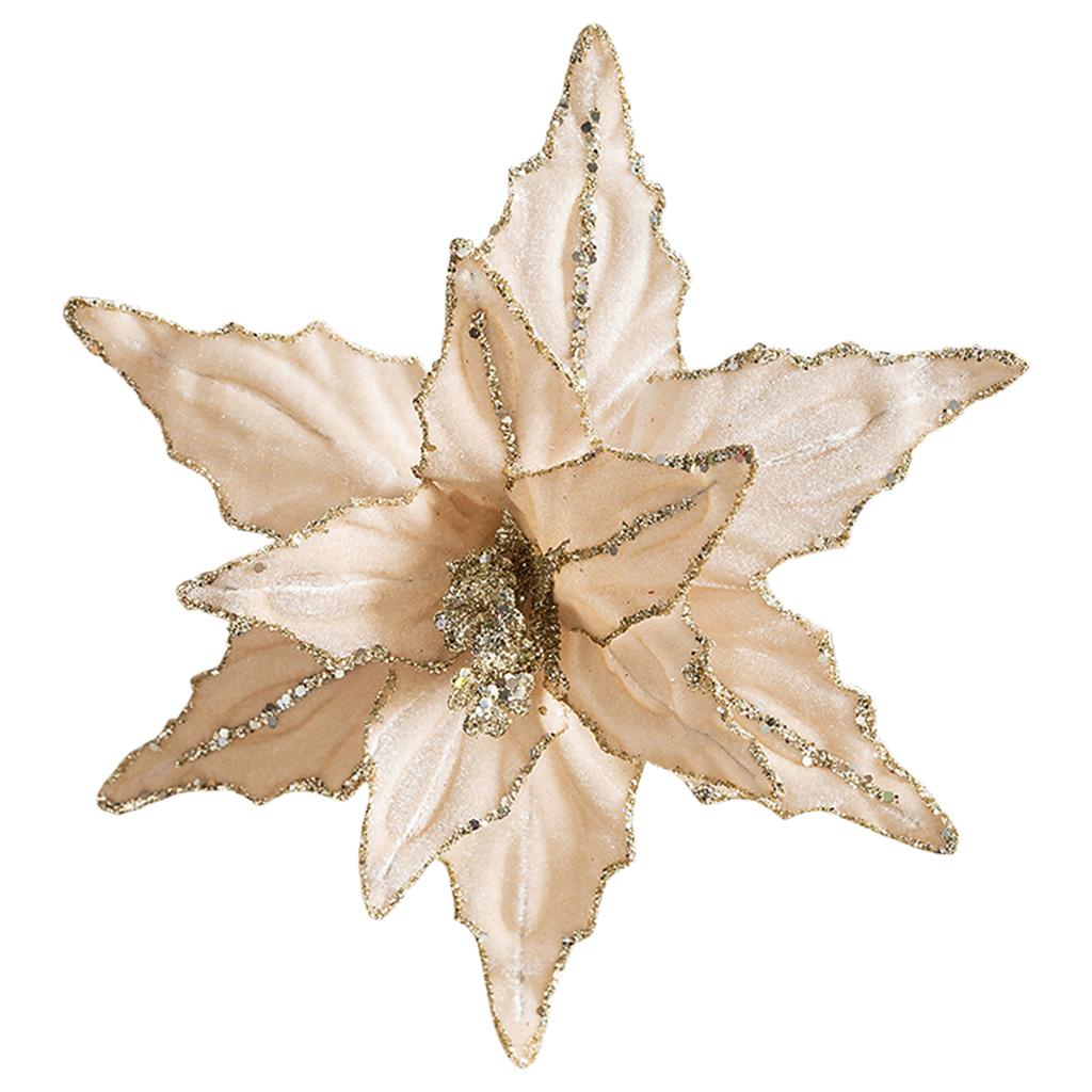 Velvet Cloth Artificial Christmas Flower Glitter Red Glitter Christmas Flower Flower Hanging Ornament Flower Hanging Ornaments