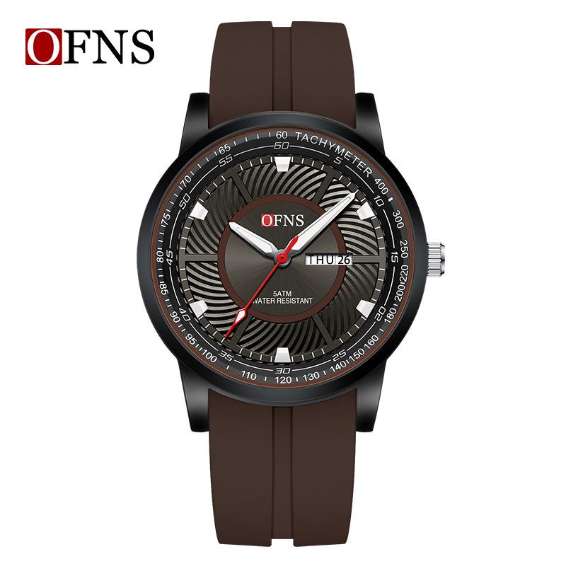 Oufanni Men s Waterproof Quartz Watch with Double Calendar & Luminous Display