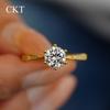 CKT 100% Tikras 18k Aukso Žiedas Moissanite 1ct Su Prabangiais Vestuviniais Papuošalais Moterims Vasaros Sužadėtuvių Dovana Nerūdijantis