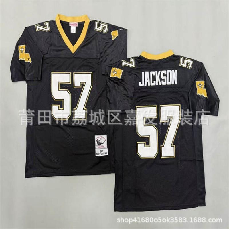 Retro NFL Football Jersey Men Cotton Training Shirt Saints Team Embroidered Sportswear Fall