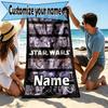 Custom Name Personalized Star Wars Print Beach Towel, for Trip Camping Beach Party Home Decor, Birthday Gift for Family & Friends