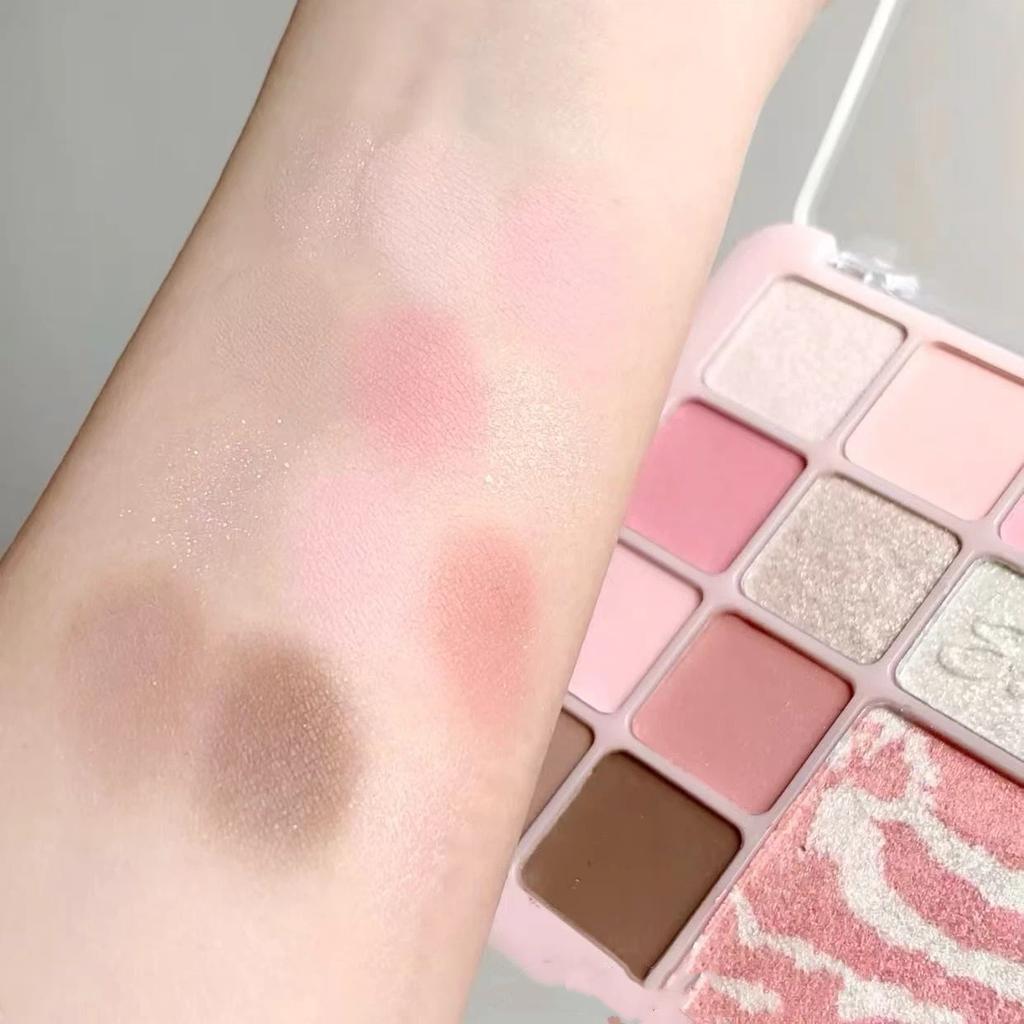 Palette d'ombres à paupières 12 couleurs Blush facial Highlighter Illuminateur Longue tenue Brillance Paillettes Mat Maquillage pour les yeux Cosmétique