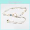 Bohemia Style Handcrafted Cotton Linen Waist Rope With Shell Accents For Vacation