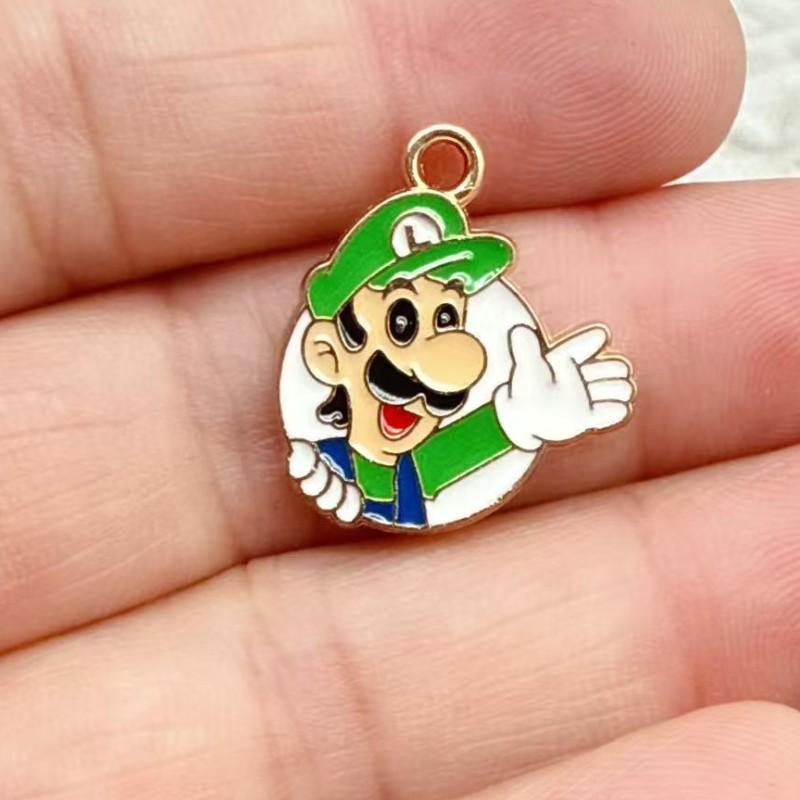 10Pcs Cute Super Mario Bros DIY Keychain Metal Handmade Alloy Anime Game Key Chain Keyring Gift for Fans