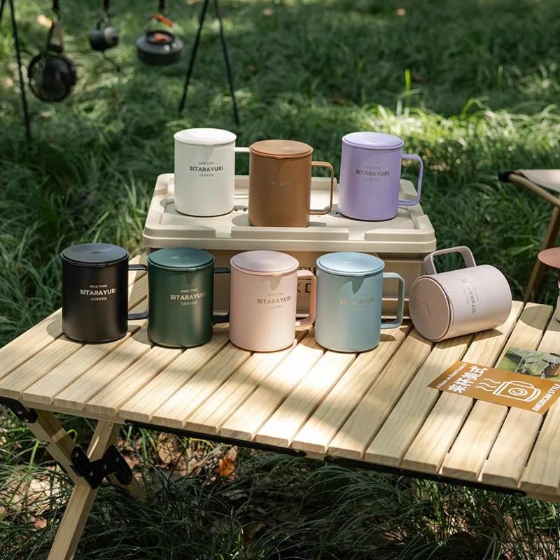 Przenośny kubek termiczny ze stali nierdzewnej, termos próżniowy, kubek na zimne i gorące napoje z uchwytem, kubek samochodowy, termiczny kubek podróżny, kubek izolowany na kawę