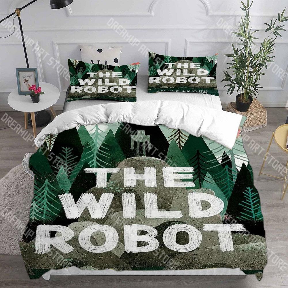 Fashion The Wild Robot Cartoon Bedding Set Single Twin Full Queen King Size Bed Set Kids Bedroom Duvetcover Sets Bed Sheet Set