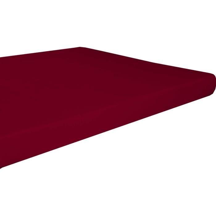 Drap Housse - Décors De Maison - 140x190 cm - Rouge - 100% Coton - Bonnet 25 cm