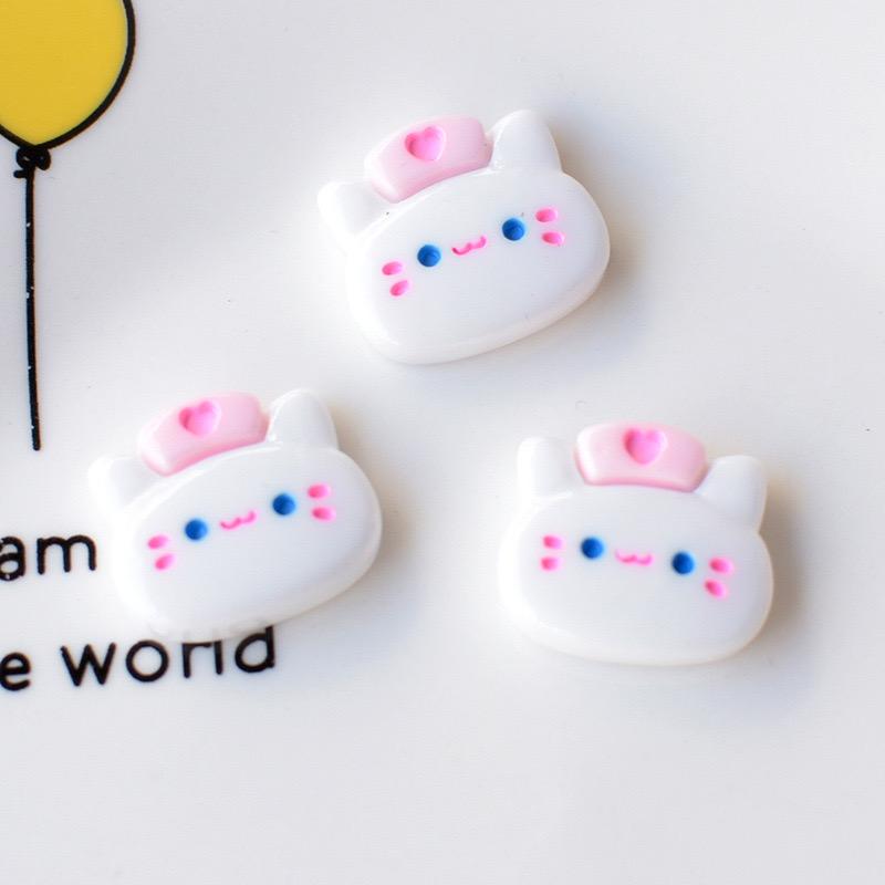 10Pcs New Cute Cartoon Little Fish, Cat Series Flat Back Ornament Jewelry Bows Accessories