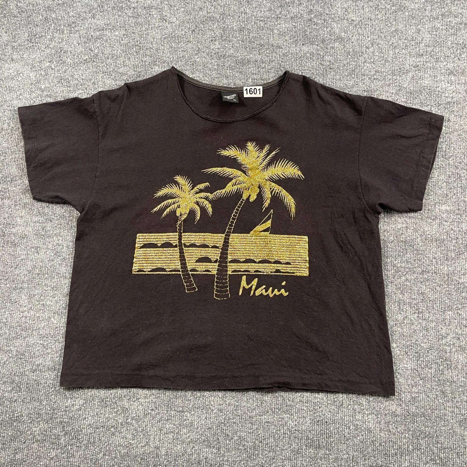 

Vintage 90s Maui Beach Hawaii Palm Tree Shirt Womens XL 23x23 Black 4XL