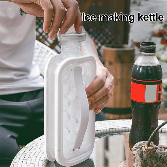 Ice Cube Mold with Lid 1.2L High Capacity 2 In 1 Ice Bottle Ice Cube Tray Foldable Odor-Free Ice Hockey Maker