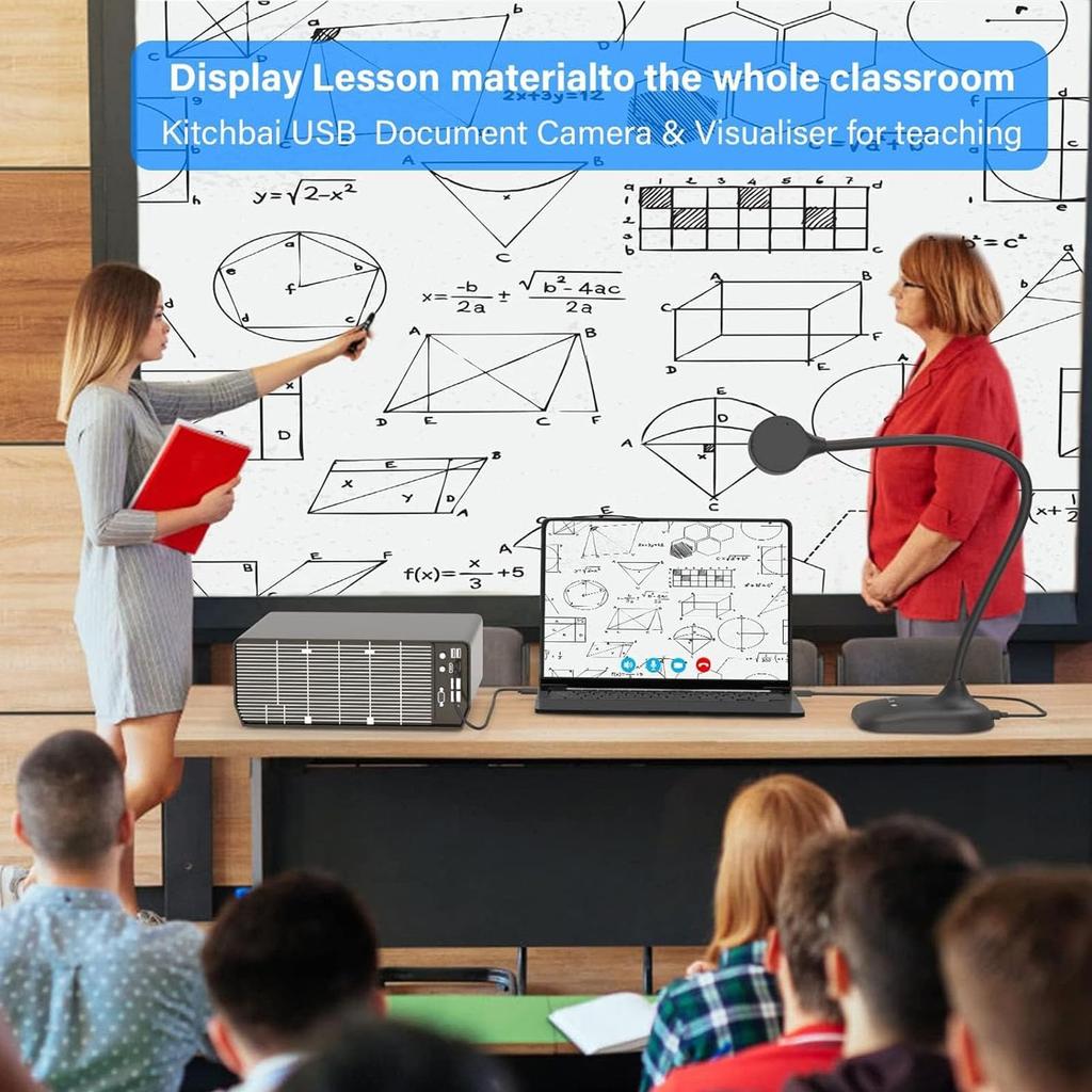 2K 5MP Autofocus USB Webcam/Dock Camera with LED Light, Foldable, and Flip Function for Teachers, Compatible with Mac OS, Windows, and Chromebooks