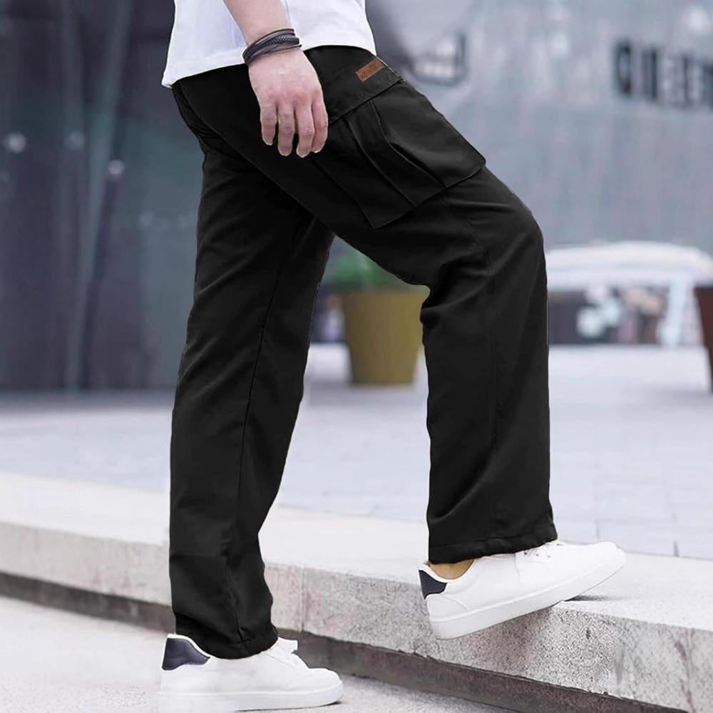 Men's Casual Cargo Pants Drawstring Multi-Pocket Tactical Trousers Outdoor Hiking Jogging Sports Pants