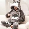 Herbst Winter Homewear Coral Fleece Herren Pyjamas Dickes Fell Flanell Cartoon Männliche Loungewear Sets Plus-Size Loungewear Anzug Pyjamas