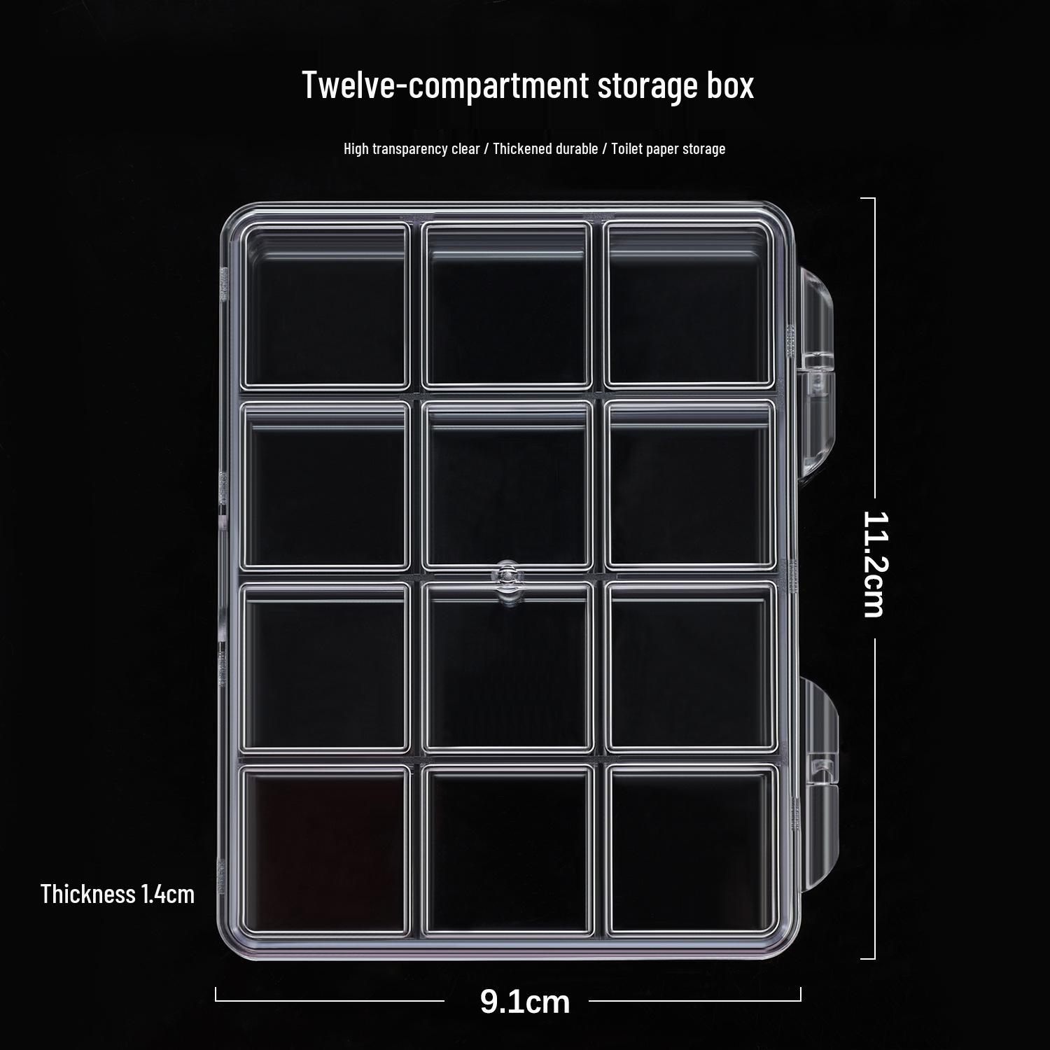 12-Grid Transparent Nail Art Accessory Storage Box with Flip-Top Lid for Organizing and Sorting 12 Grids Accessories Box [PS Transparent]
