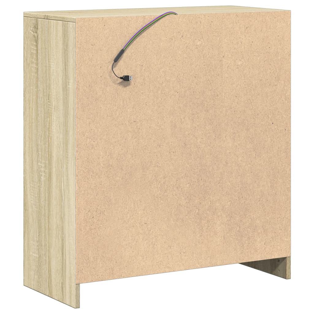 LED Sideboard in Sonoma Oak Finish 77 x 34 x 85 cm Particleboard