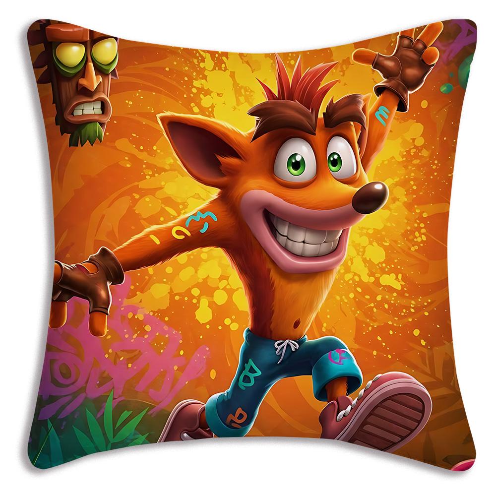 Cartoon Crashs B-Bandicoots Pillow Covers Cartoon Sofa Decorative Home Double-sided Printing Short Plush Cute Cushion Cover